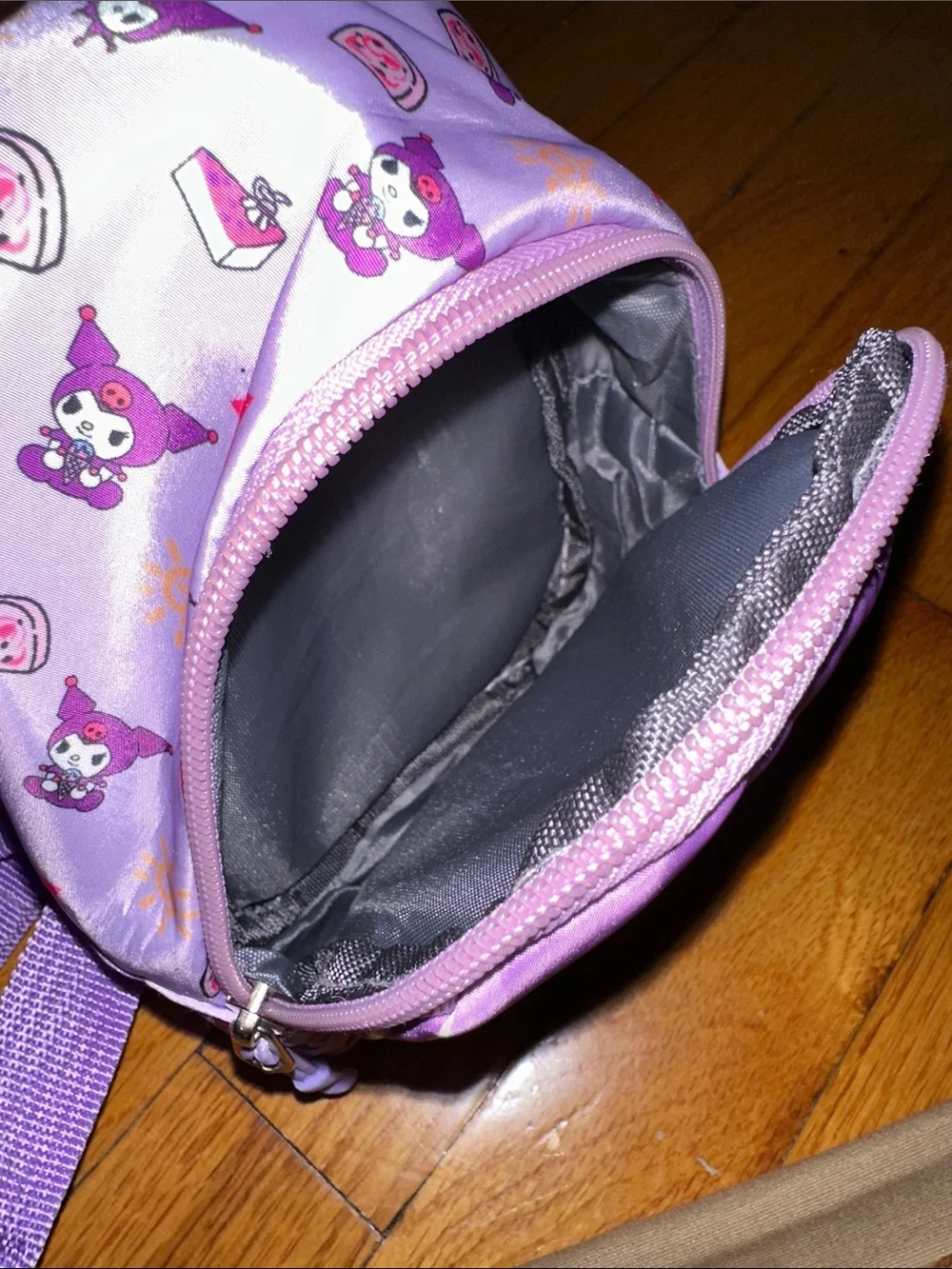 Kuromi Kids Purple Sling mini Backpack and Black silicone Kuromi Crossbody Purse